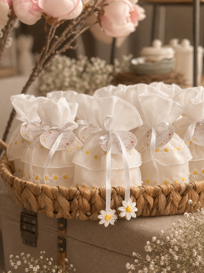 Sacchetto per confetti con margherite