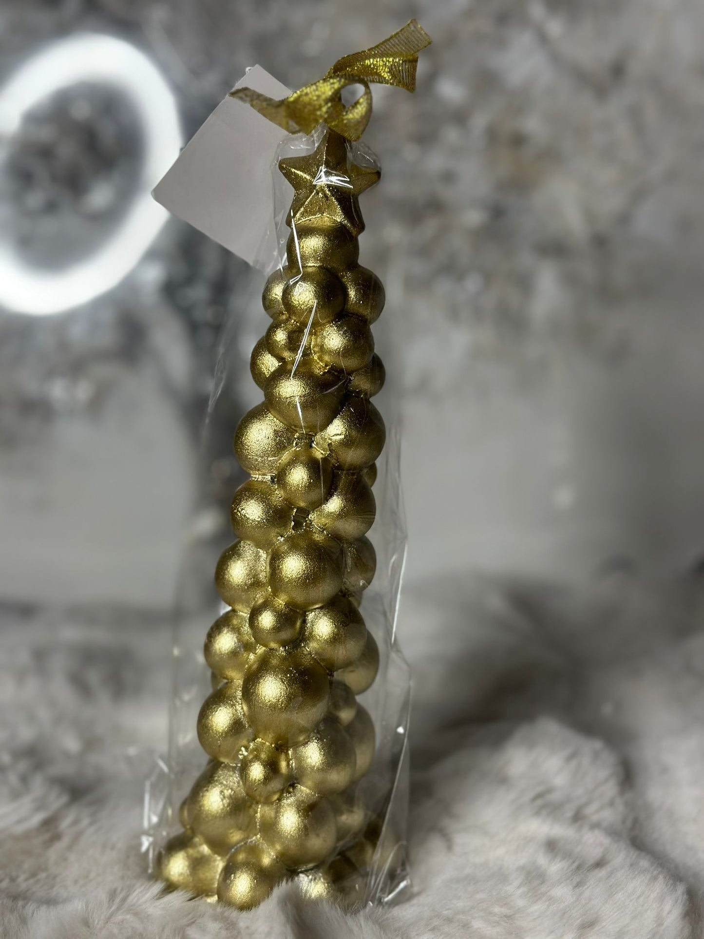 Candela natalizia a forma di albero di Natale dorata 30-21,50h| Plathea