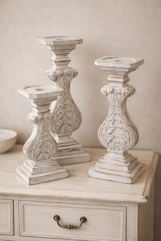 Candelabro in legno vintage 41-35-29h| L'Arte di Nacchi