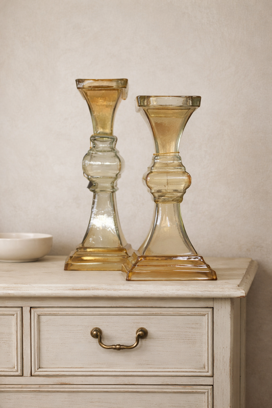 Candelabro in vetro ambra 37-27h| Bruco