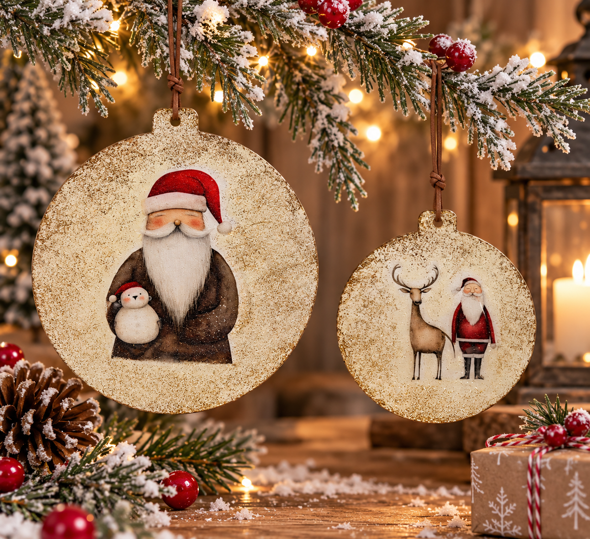Decoro in latta con Babbo Natale