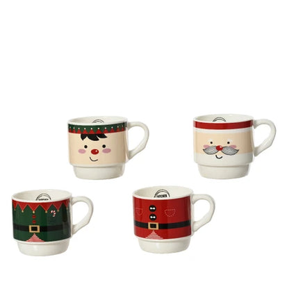 Set 2 Mug natalizie in porcellana con Elfo - Babbo Natale 8,5cm| Kitchen Goods