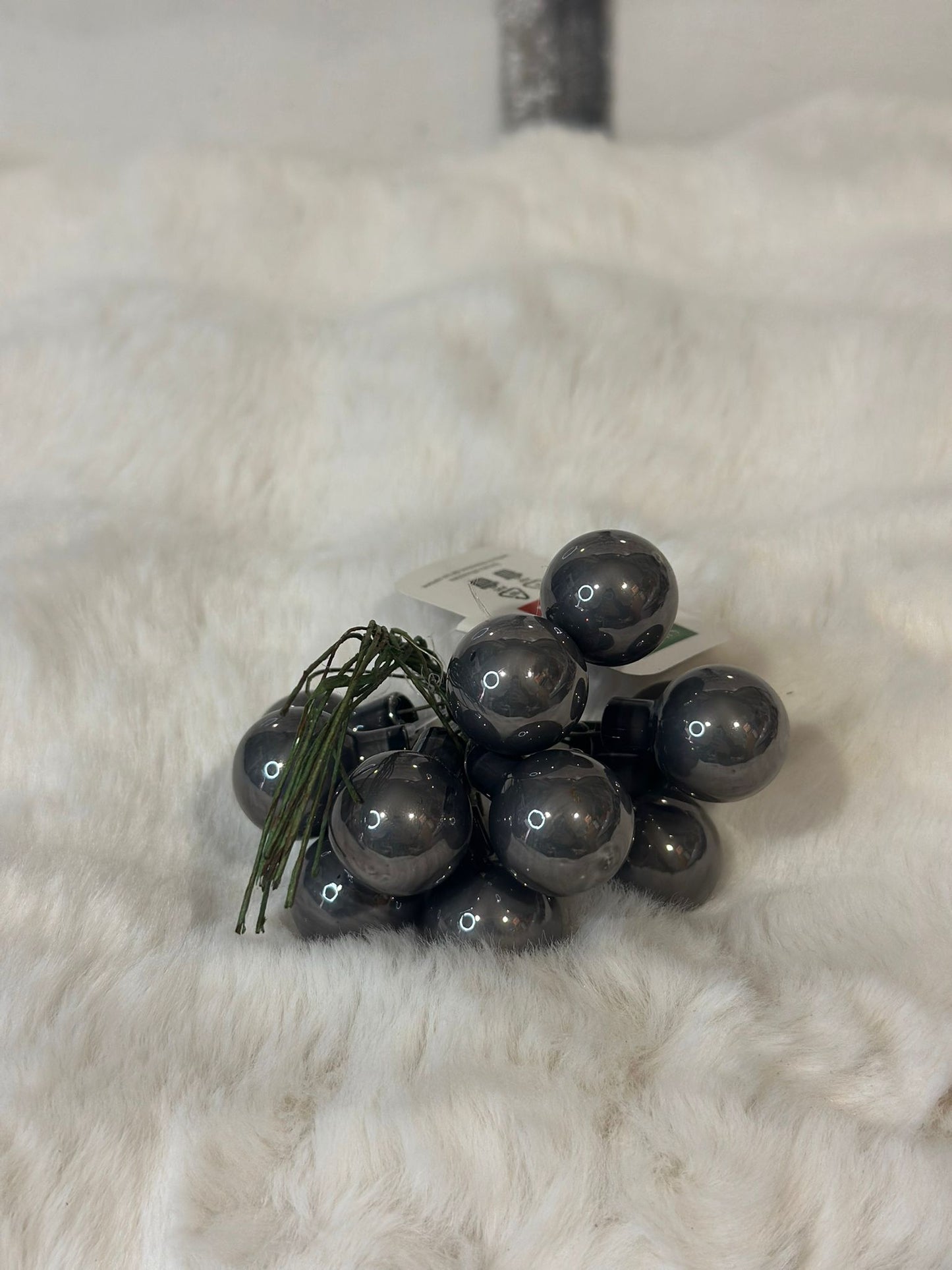 12 sfere decorative grigio lucido natalizie
