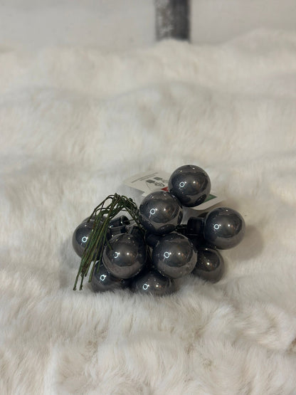 12 sfere decorative grigio lucido natalizie