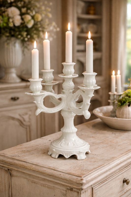 Candelabro bianco in ceramica| L'Arte di Nacchi