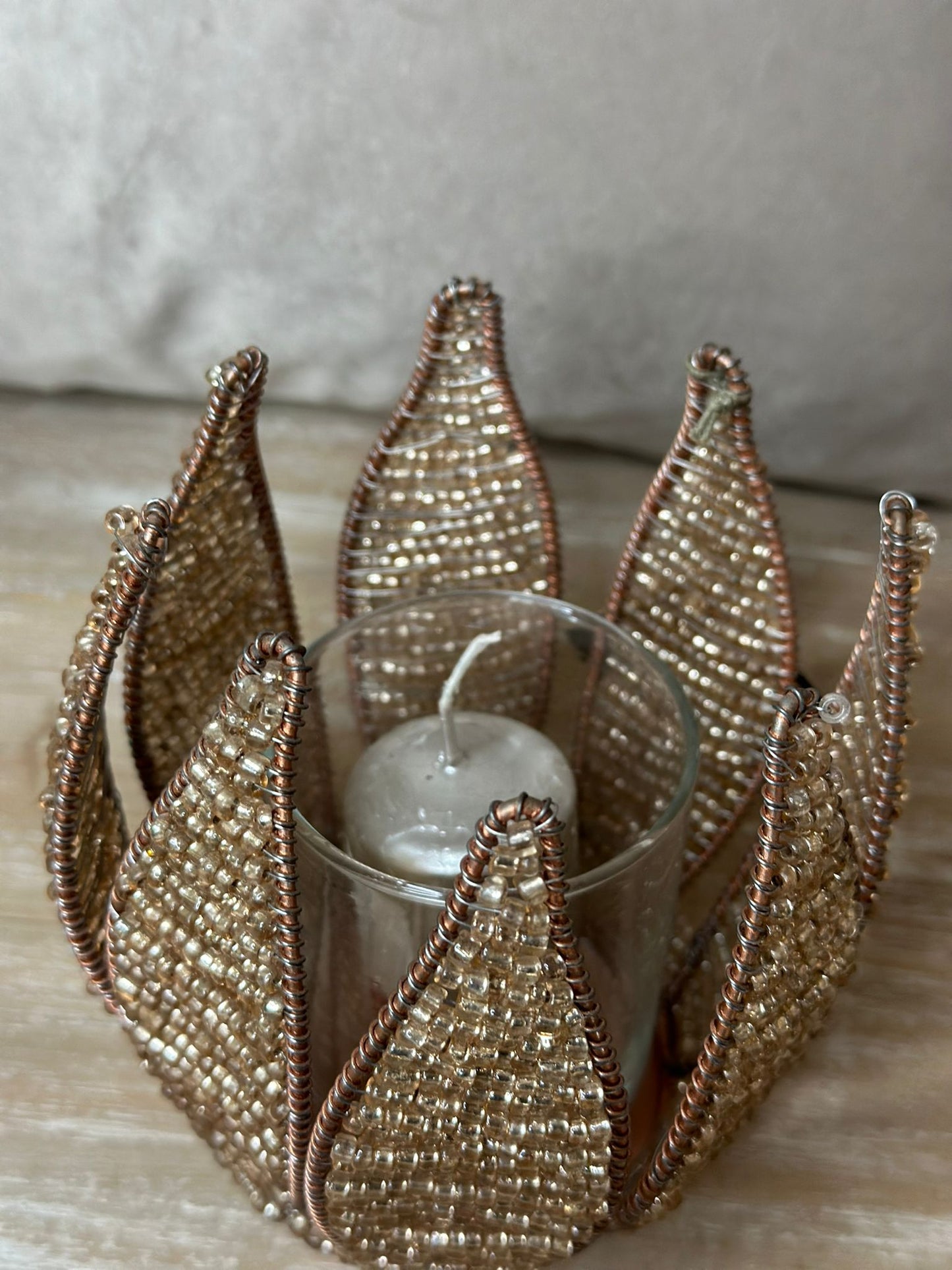 Porta candela con paillettes