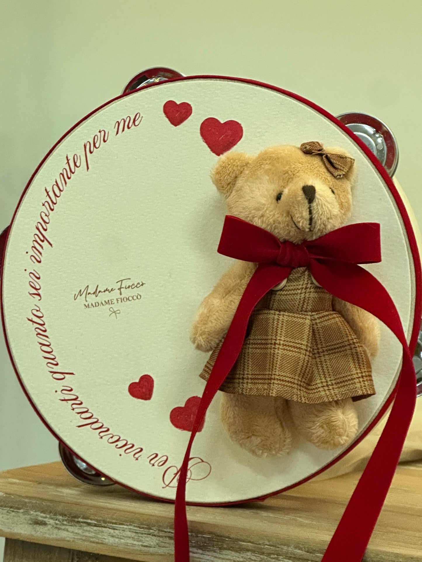 Tamburello Love Teddy 18cm| Madame Fioccò