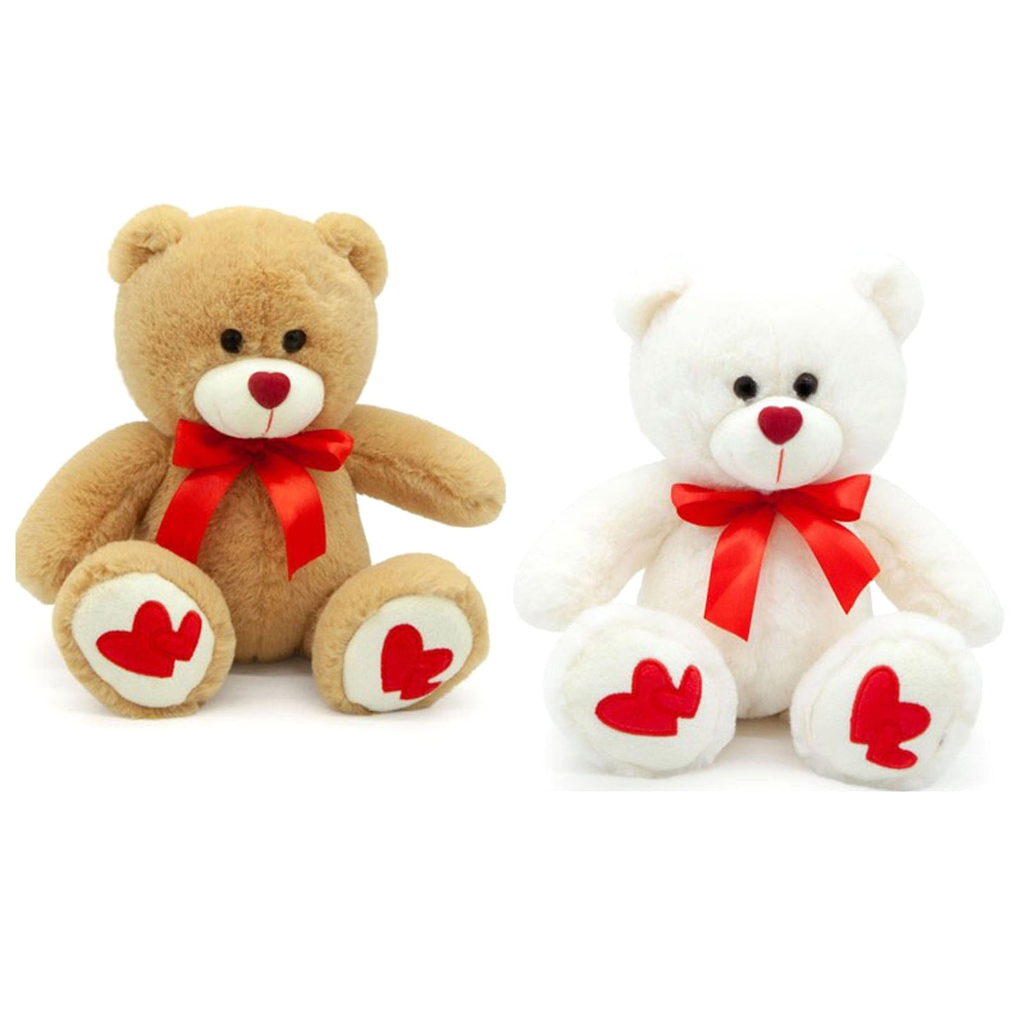 Orsacchiotto peluche bianco-beige con dettagli rossi 30cm| Dino Bianchi