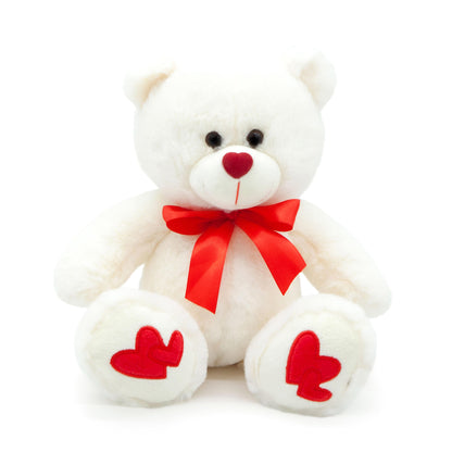 Orsacchiotto peluche bianco-beige con dettagli rossi 30cm| Dino Bianchi