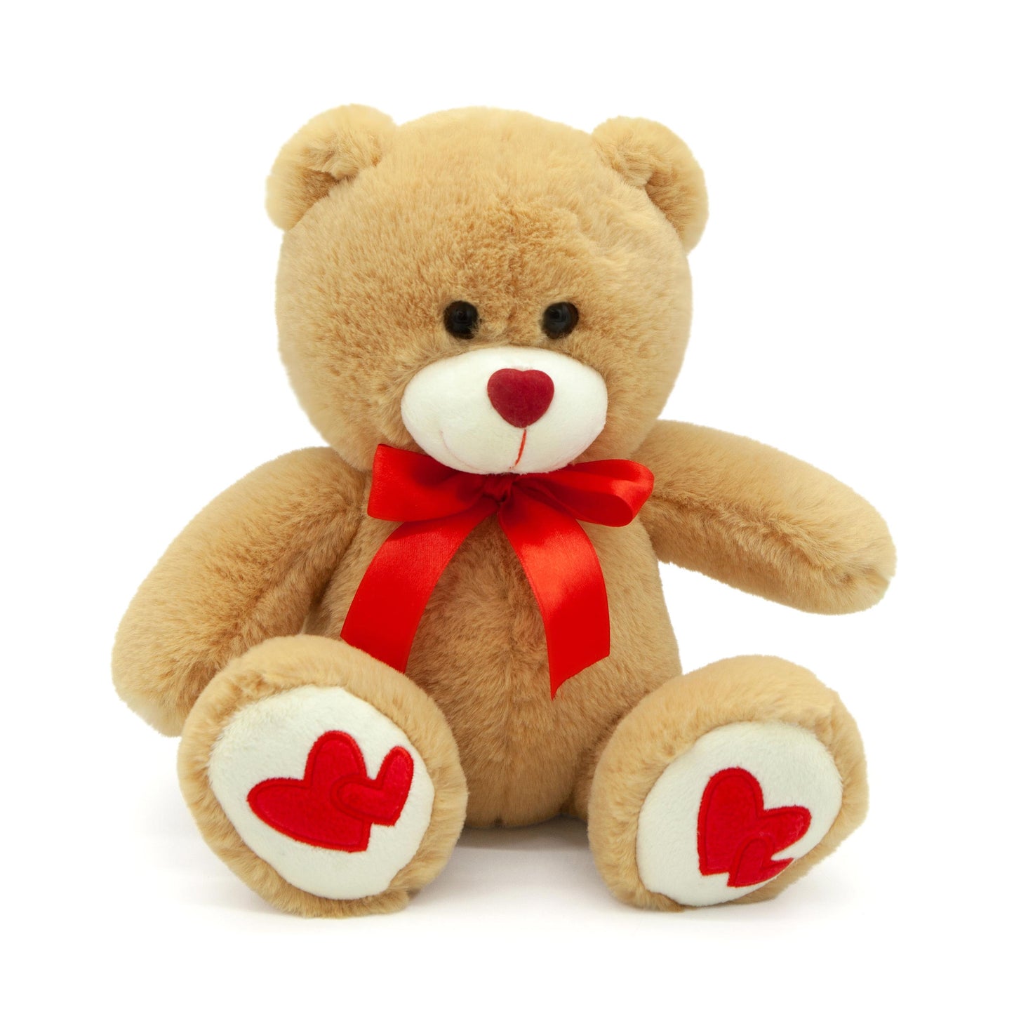 Orsacchiotto peluche bianco-beige con dettagli rossi 30cm| Dino Bianchi