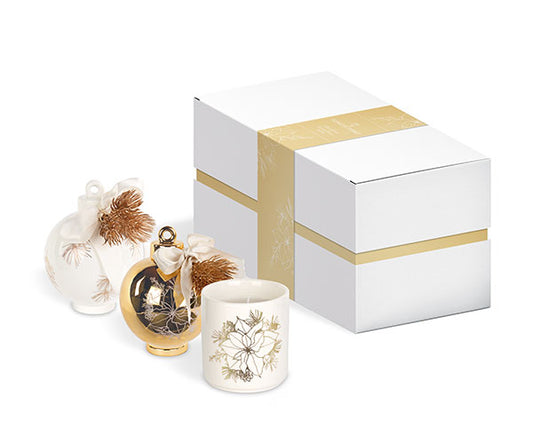 Set due sfere per albero con una candela