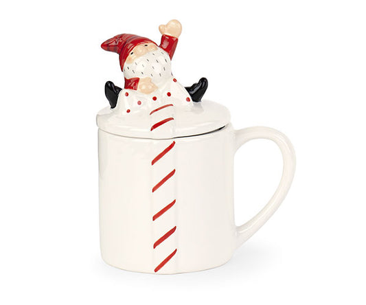 Tazza con coperchio e gnomo