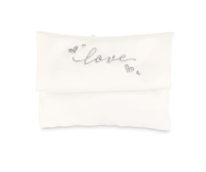 Borsetta porta confetti bianca "Love" in raso 100x75mm| Cupido