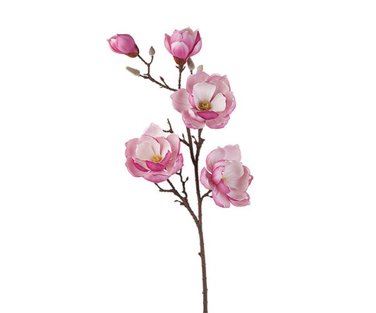 Ramo decorativo con 5 fiori di magnolia fucsia 1000mm| Carta I Bassanesi