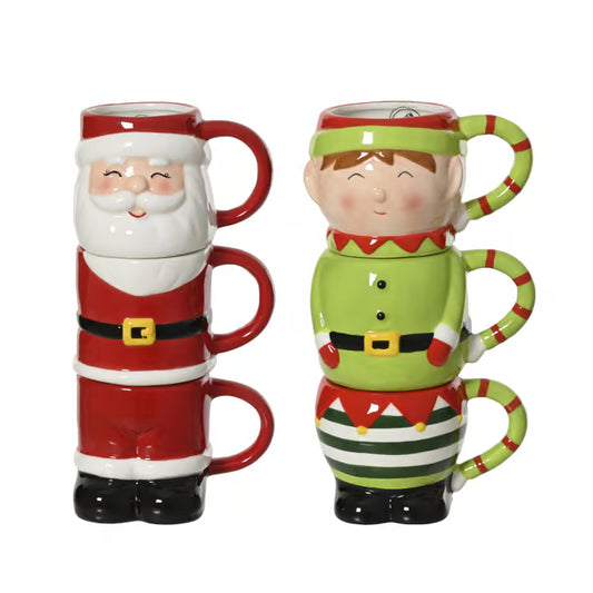 Set 3 tazzine a forma di Babbo Natale- Elfo 7x6,3cm| Kitchen Goods