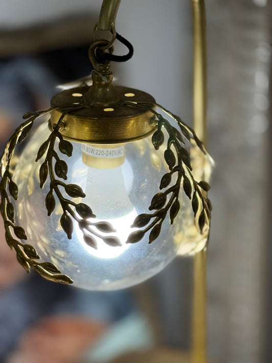 Lampada sfera con foglie dorate| Belda