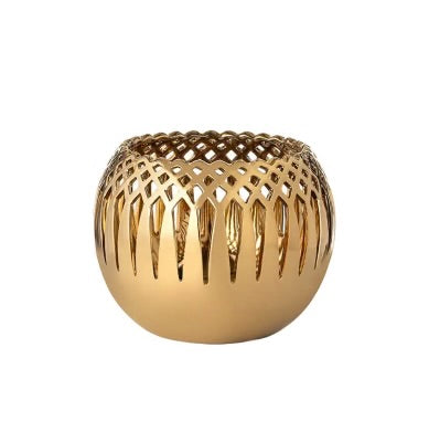 Vaso rotondo dorato traforato 22,5-18| L'Arte di Nacchi