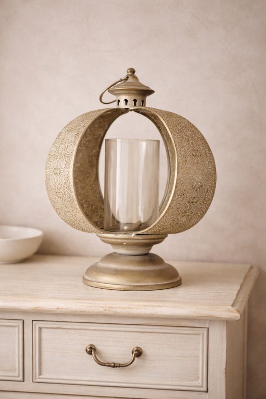 Porta candela in vetro con copertura bianca vintage h28x23| Bruco