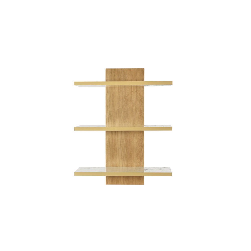 Mensola 3 scomparti in legno effetto marmo con bordo oro