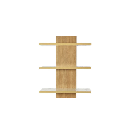 Mensola 3 scomparti in legno effetto marmo con bordo oro