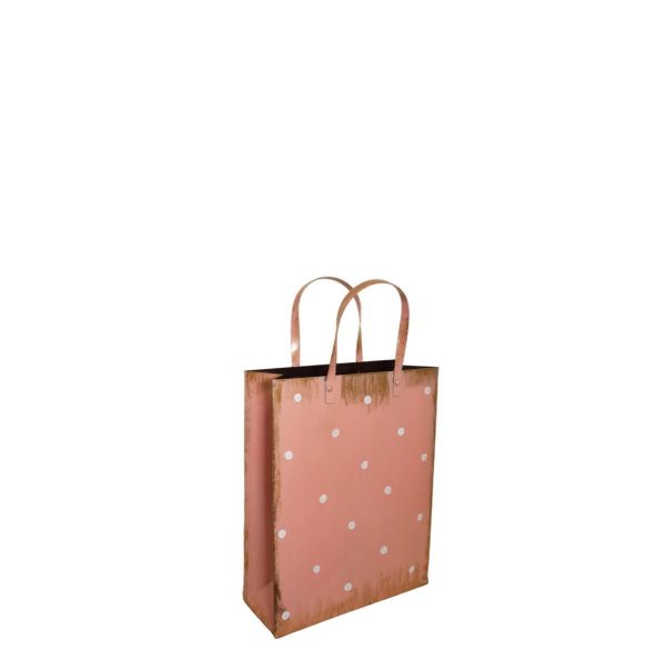 Borsa Porta piante rosa a pois bianchi in latta| Plathea