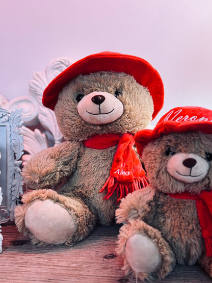 Peluche con sciarpa e cappello 35cm