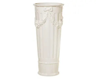Vaso bianco con fiocco 17x17x40|L'Arte di Nacchi
