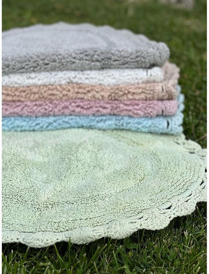 Tappeto menta ovale con crochet 55x85| Blanc Mariclò