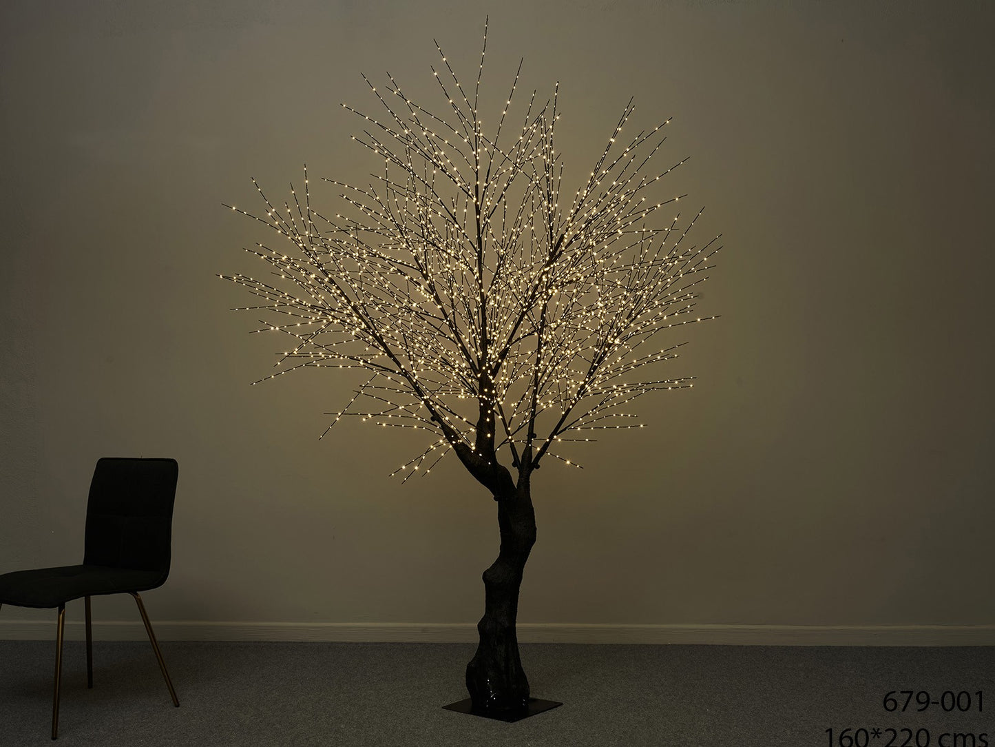 Albero nero con rami led oro 160-220h