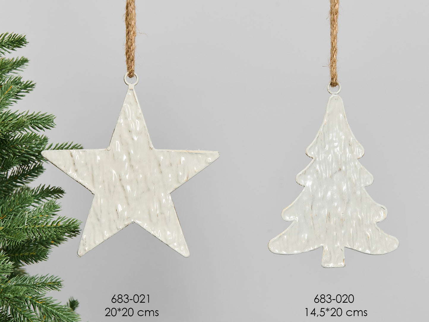 Decoro stella-albero in latta bianco