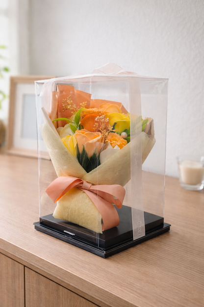 Mazzo di rose arancioni e gialle