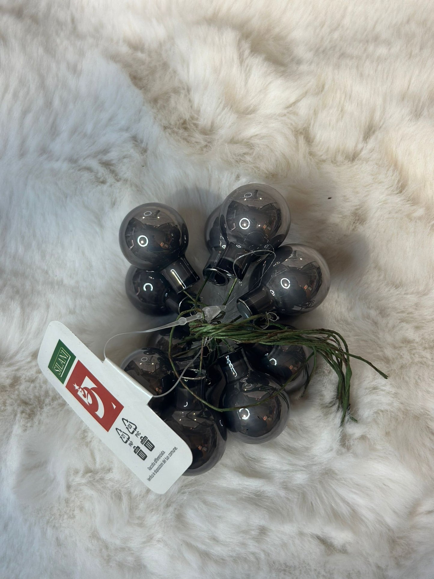 12 sfere decorative grigio lucido natalizie