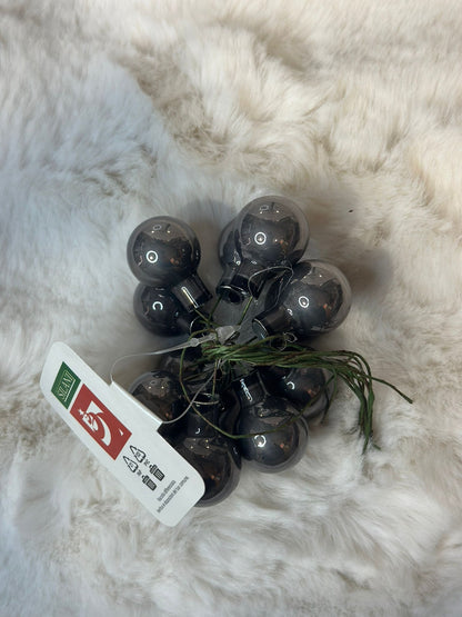 12 sfere decorative grigio lucido natalizie
