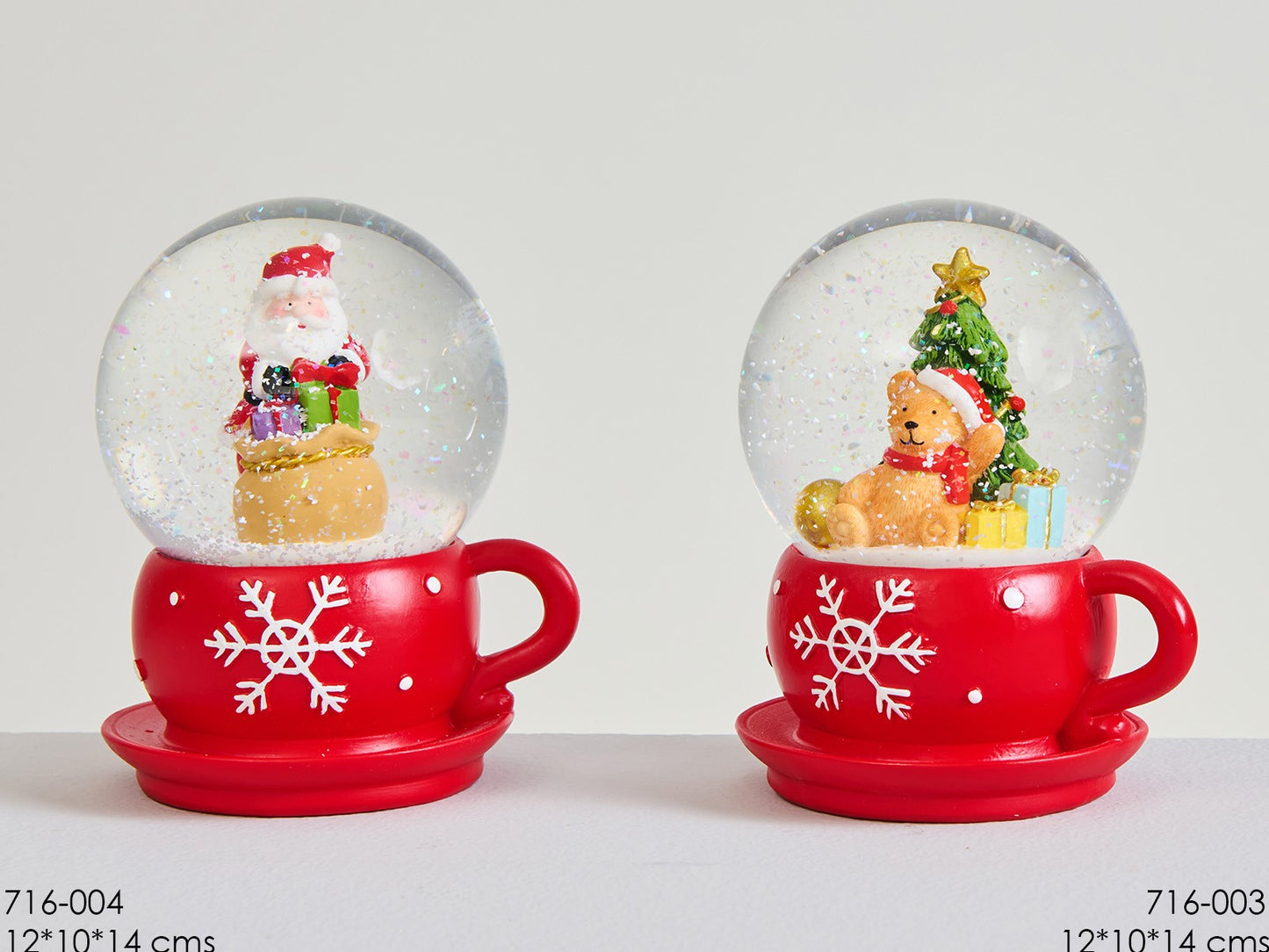 Sfera di neve con teddy su tazza rossa 12x10x14cm| Belda