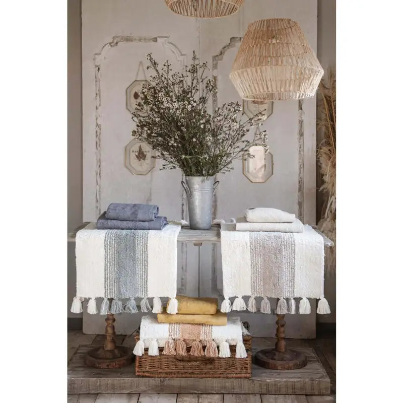 Tappeto con nacche bianco e grigio 55x85cm | Blanc Mariclò