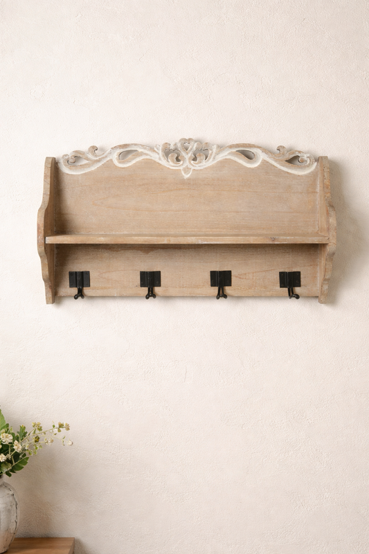 Appendi abiti mensola in legno 50x13,5x50cm| L'Arte di Nacchi