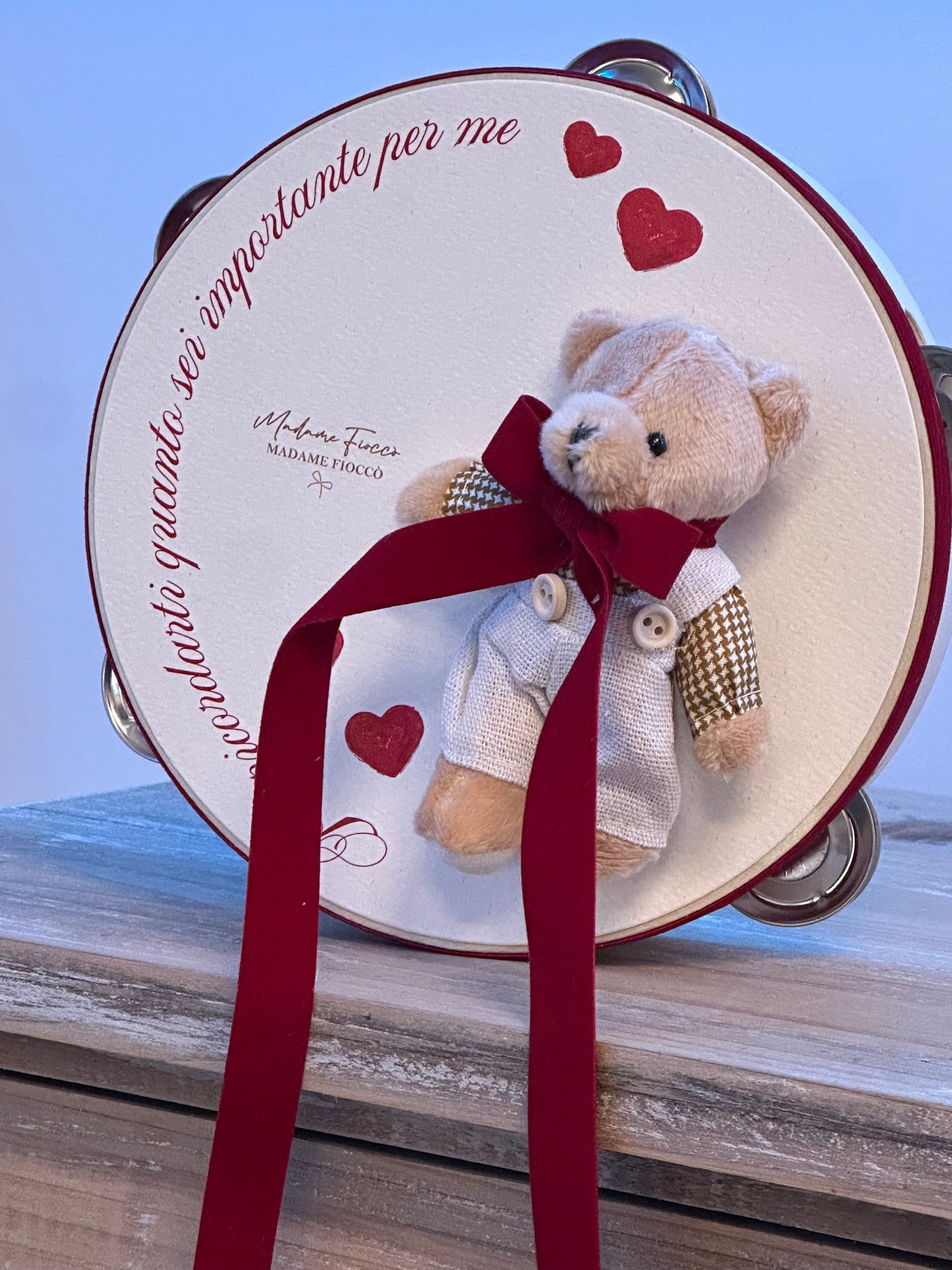 Tamburello Love Teddy 18cm| Madame Fioccò