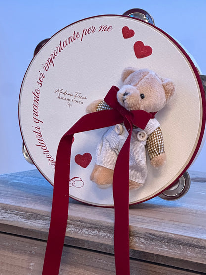 Tamburello Love Teddy 18cm| Madame Fioccò
