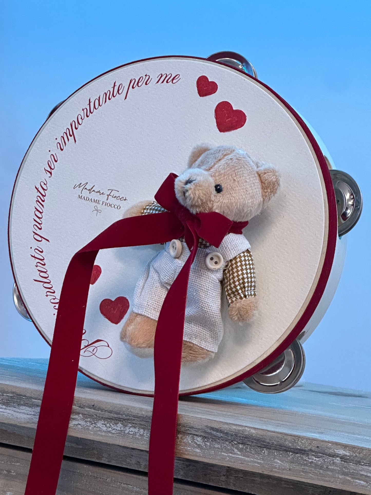 Tamburello Love Teddy 18cm| Madame Fioccò