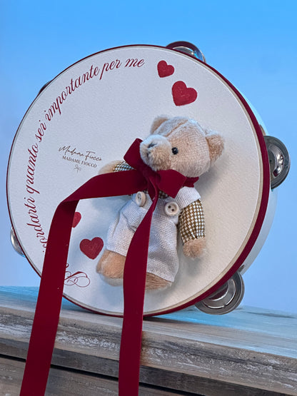 Tamburello Love Teddy 18cm| Madame Fioccò
