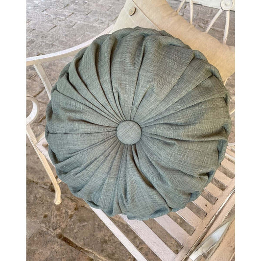 Cuscino tondo verde in lino| Blanc Mariclò