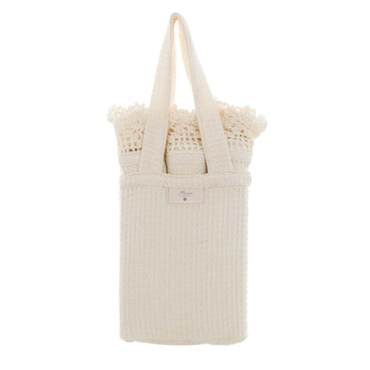 Borsa beige-bianca con 3 canovacci