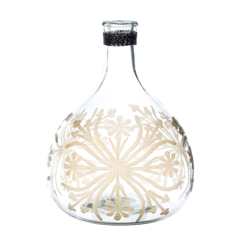 Bottiglia decorativa in vetro con dettagli oro 23x30cm | Blanc Mariclò