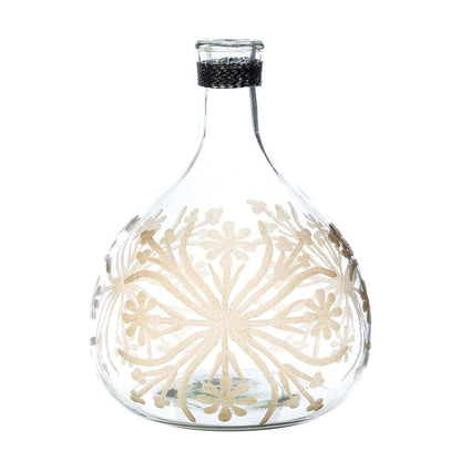 Bottiglia decorativa in vetro con dettagli oro 23x30cm | Blanc Mariclò