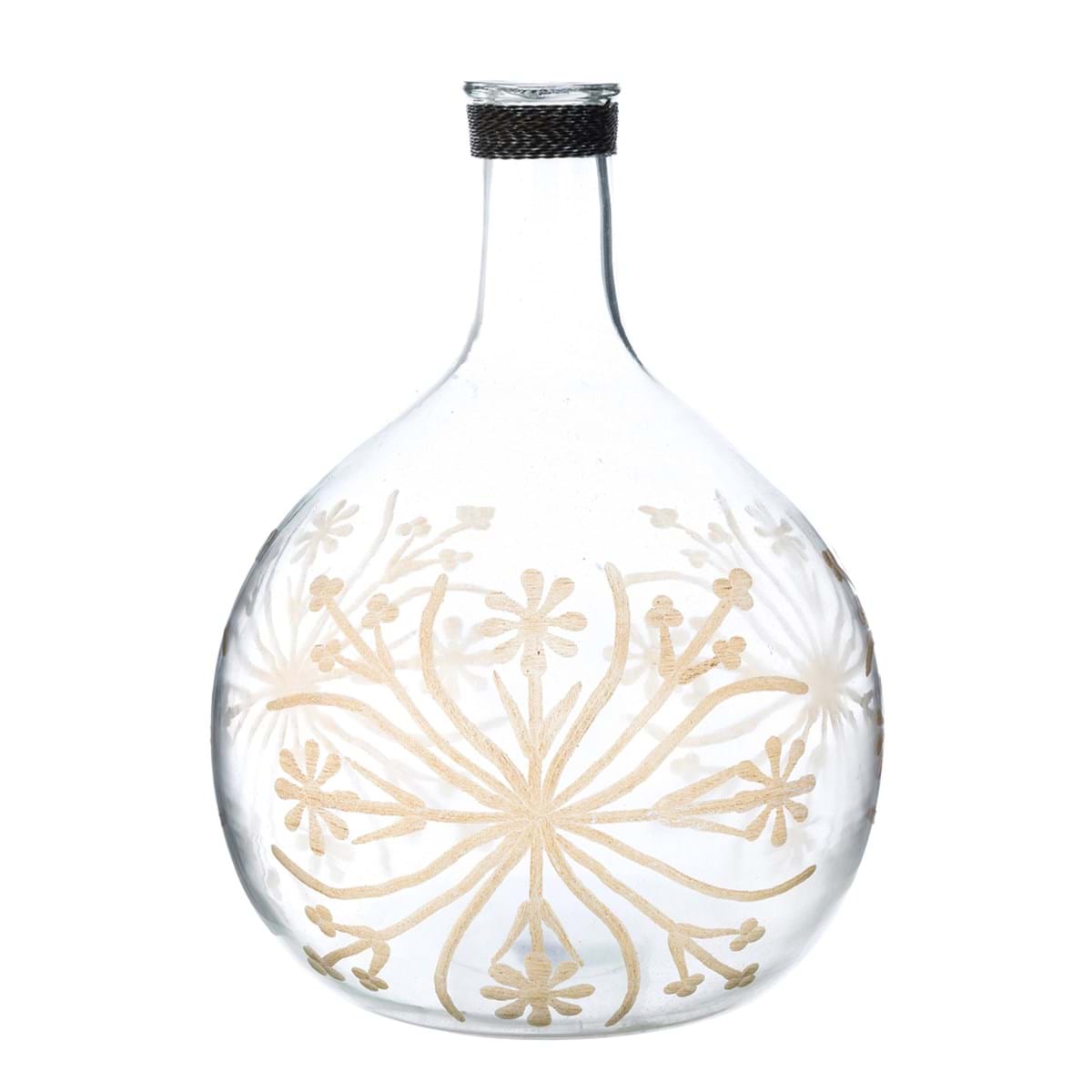 Bottiglia decorativa in vetro con dettagli oro 23x30cm | Blanc Mariclò