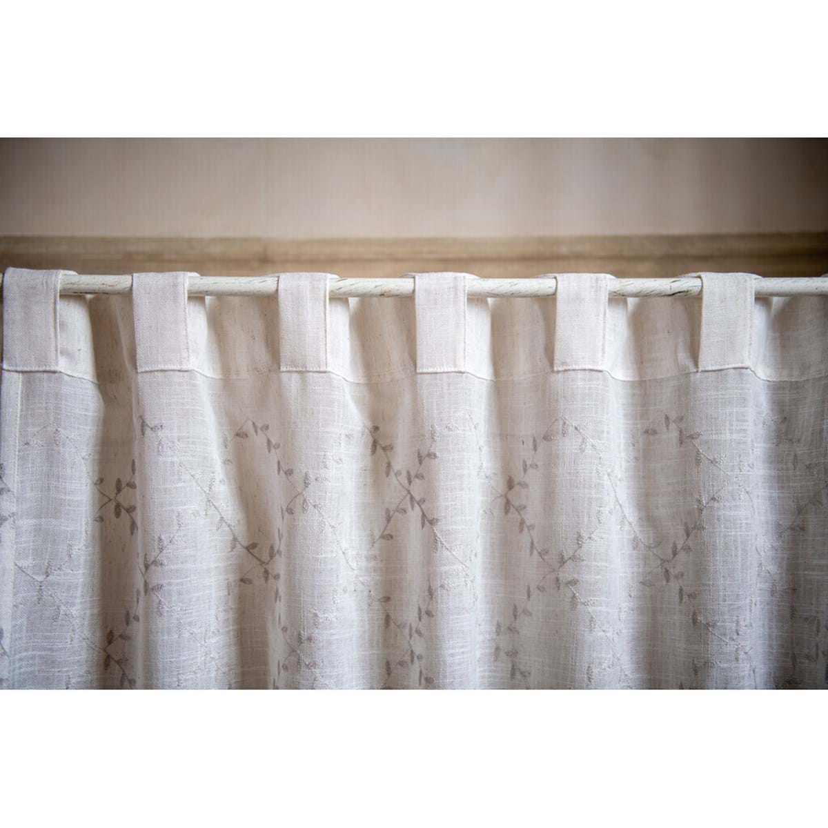 Tenda panna con ricami  140x290h| Blanc Mariclò