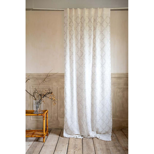 Tenda panna con ricami  140x290h| Blanc Mariclò