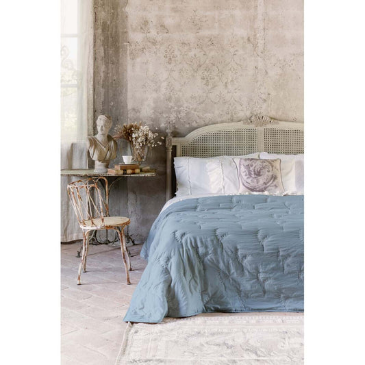 Trapunta con ricamo celeste 260x260h| Blanc Mariclò