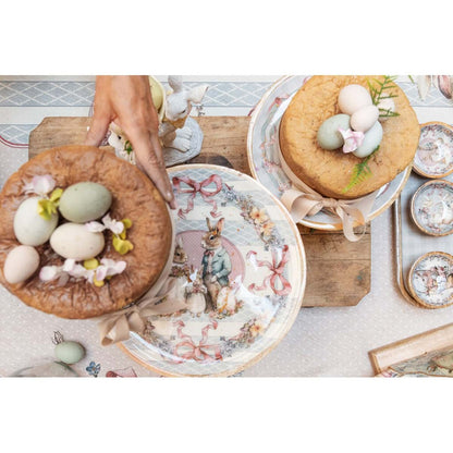 Vassoio di Pasqua  con 3 salsiere rosa e celesti Blanc Mariclò