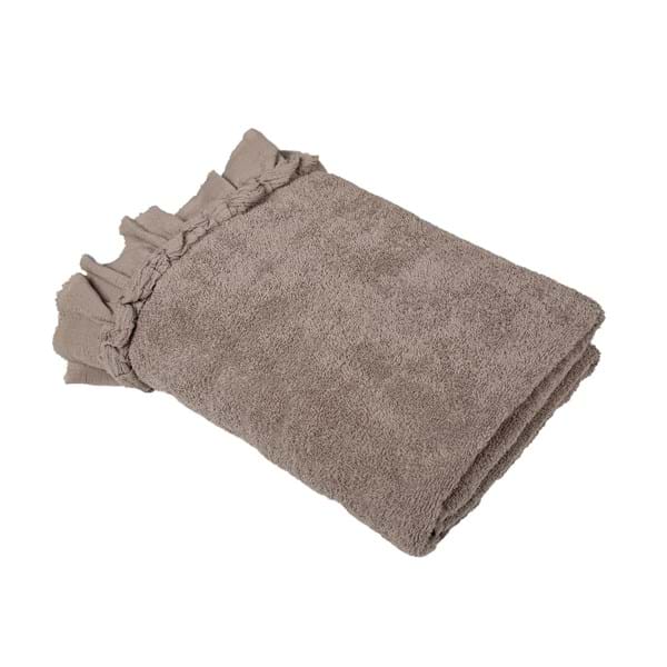 Telo bagno tortora con gala in voile 110x150cm | Blanc Mariclò